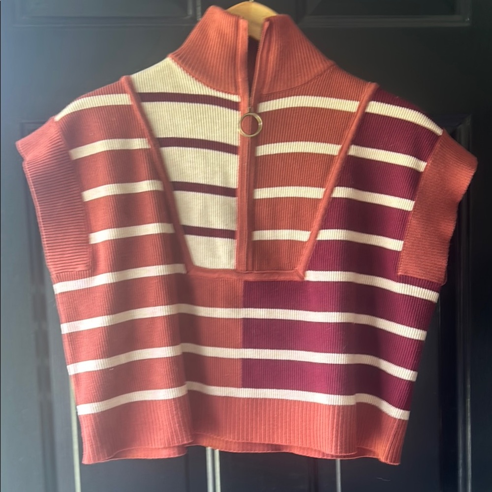 Entro Burgundy and Cream Knit Sweater